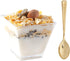 Supernal 2oz Square Plastic Mini Dessert Cups with Gold Spoons, Plastic Parfait Appetizer Cup, 100pcs Dessert Cups?100pcs Gold Spoons?Serving for Tasting Party Desserts Appetizers