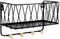 Wall Mount Storage Organizer Metal Mail Sorter Basket for Letter Magazine with 4 Wooden Hooks for Key Leash Bag Hat Coat at Entryway Hallway Mudroom Kitchen Bathroom Office (Black, Small)