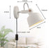Modern Mini White Plug in Cord Reading Wall Lamp with Switch - Rotating Adjustable Spotlight Wall Sconces Fixture - Indoor Night Light for Bedroom Child Headboard Living Room Decoration(7W 3000K)