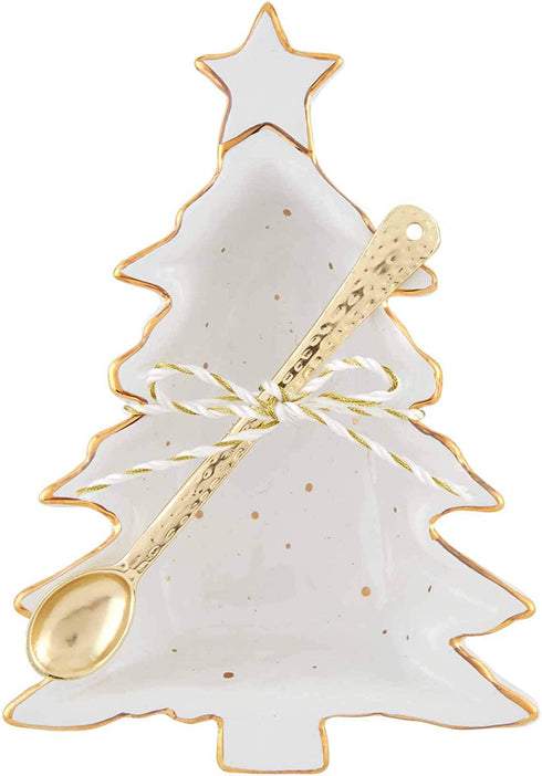 Mud Pie Dip Cup Set, Tree 6.5" x 4.75" White and Gold, 48500157T