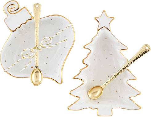 Mud Pie Dip Cup Set, Tree 6.5" x 4.75" White and Gold, 48500157T