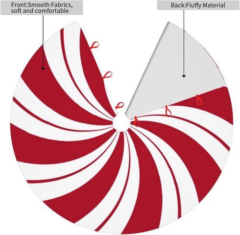 MOLIAN 48" Traditional Christmas Tree Skirt with Swirl Peppermint Candy Design Holiday Party Decoration