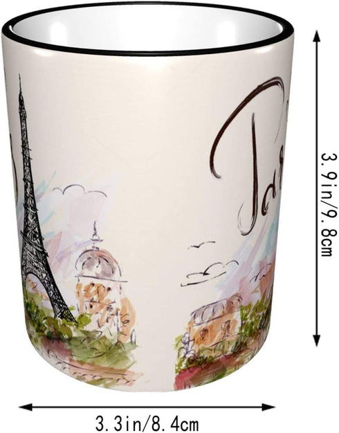 Paris Eiffel Tower Coffee Mug Funny Ceramic Tea Cup with Box Mugs for Office&Home Women Men Gift 11 OZ