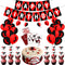 JUZIPI Harly Quinn Birthday Party Decorations Supply Accessories Bunting Banner Balloon Cute and Lovely Birthday Decorations Garland Set for Kids Children Boys and Girls