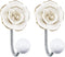 UFURMATE Coat Hooks, 2Pcs 3D Flower Ceramic Wall Coat Hook Decorative Flower Wall Mounted Hooks Single Prong Robe Hook for Hanging Scarf, Bag, Towel, Hat (Light Yellow Rose)