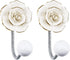 UFURMATE Coat Hooks, 2Pcs 3D Flower Ceramic Wall Coat Hook Decorative Flower Wall Mounted Hooks Single Prong Robe Hook for Hanging Scarf, Bag, Towel, Hat (Light Yellow Rose)