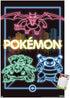 Trends International Pok©mon - Neon Group Wall Poster, 22.375" x 34", Poster & Mount Bundle