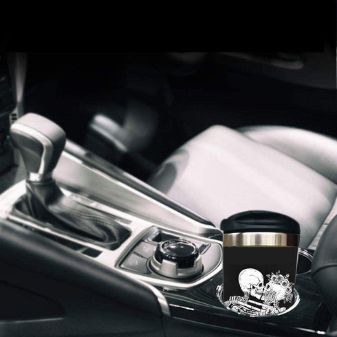 Waldeal The Kissing Lovers Skull Travel Coffee Mug with Flip Lid, Day of The Dead Stainless Steel Valentine's Day Cup for Men Women 15 OZ