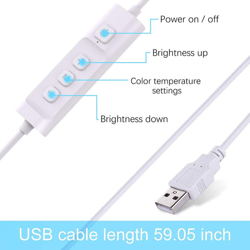 LED Desk Lamp Reading Light, JUANWE Clip on Light, Dimmable Clamp Light with USB Charging Port, 3 Modes & 14 Brightness Levels 5W LED Metal Clip Light, Sliver