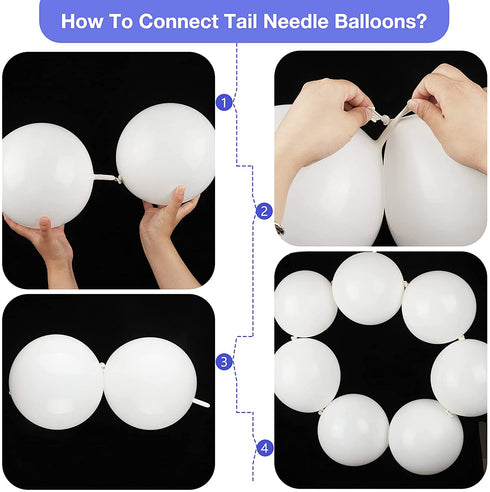 80 Pieces Needle Tail Balloons Latex Link Balloons Linking Needle Tail Balloons for Birthday Party Wedding Anniversary Graduation Arch Party Decorations (White,12 Inches)
