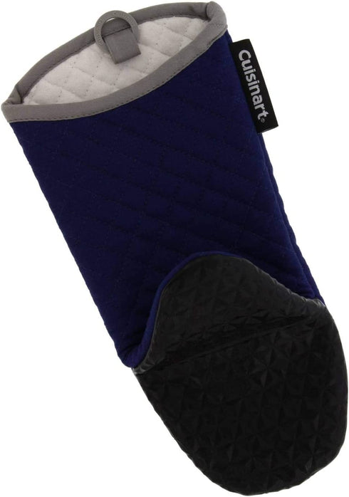 Cuisinart Silicone Oven Mitts, 2pk - Heat Resistant Quilted Oven Gloves to Safely Handle Hot Cookware - Soft Insulated Deep Pockets, Non-Slip Grip and Convenient Hanging Loop - Navy Aura