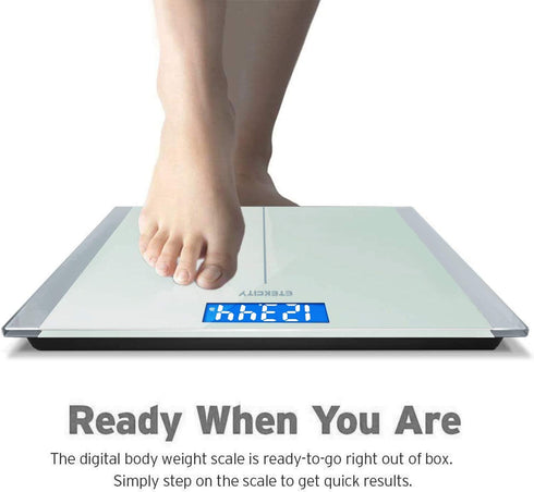 Etekcity Digital Body Weight Bathroom Scale with Step-On Technology, 400 Lb, Body Tape Measure Included, White