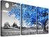 Wall Art For Living Room black and white Blue tree moon Canvas Wall Decor for Home artwork Painting 12" x 16" 3 Pieces Canvas Print For bedroom Decor Modern Salon kitchen office Hang a picture