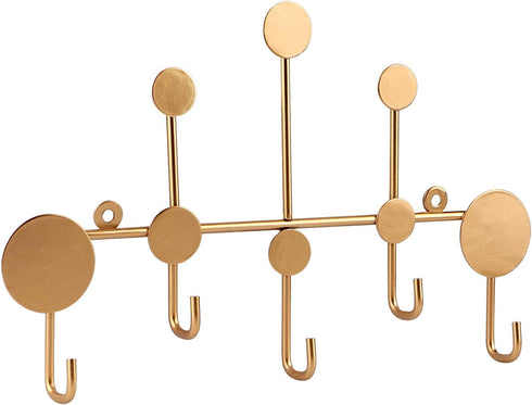Coat Hooks Wall Mounted, Dedoot Metal Coat Rack 5-Hook Gold Heavy Duty Entryway Hook for Clothes Hat Key Towel and Bag