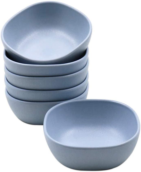6PCS 4.5 OZ Wheat Straw Small Dessert Bowls, Stacked Pinch Bowls, Bamboo Fiber Mini Prep Bowls, Unbreakable Dipping Saucers for Side Dishes, Seasoning, Snack, Appetizer (Blue)