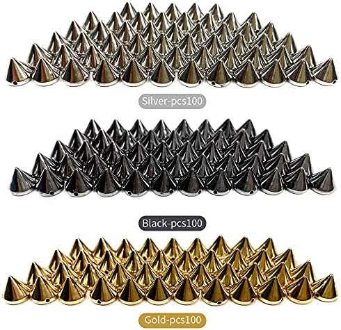 300PCS 8mm Acrylic Bullet Cone Spike Studs Bead Decorative Rivets Pyramid Beads Craft Spikes for Clothing