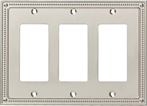 Franklin Brass W35067-SN-C Classic Beaded Triple Decorator Wall Plate/Switch Plate/Cover, Satin Nickel