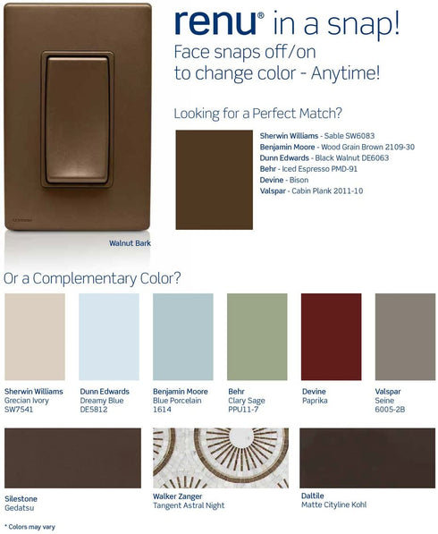 Leviton RER15-WB Renu Tamper-Resistant Outlet, 15-Amp, 125VAC, Walnut Bark