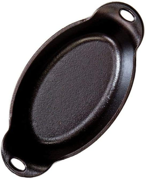 Lodge Heat Enhanced and Seasoned Cast Iron Oval Mini Server, 9-Ounce, Black