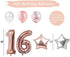 Sllyfo Sweet 16 Party Supplies 16th Birthday Decorations Kit - 16th Birthday Gifts for Girls,16th Cake Topper|Banner|sash|Rose Gold Curtain Backdrop Props|Confetti Balloons|Champagne Balloon. (16)