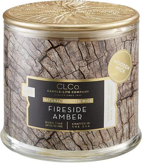 CLCo by Candle-lite Fireside Amber Scent, 14 oz. Single-Wick Aromatherapy Candle with 90 Hours of Burn Time, White