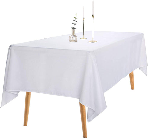 2pack 60x102 Inch White Rectangular Tablecloth in Polyester Fabric for Wedding/Banquet/Restaurant/Parties