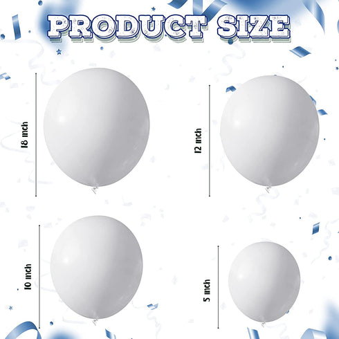 100 Pieces Latex Balloons Different Sizes 18/12/10/5 Inch Party Balloon Kit for Halloween Christmas Thanksgiving Baby Shower Wedding Birthday Bride Balloon Party Decoration (White)
