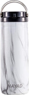 Nayad Roamer Stainless Steel Vacuum Insulated Thermos Bottle, Automotive Cup Holder Compatible Travel Coffee Mug Water Bottle with Lid for Iced Cold/Hot Drinks (18 oz, Marble)