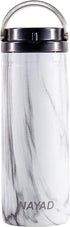 Nayad Roamer Stainless Steel Vacuum Insulated Thermos Bottle, Automotive Cup Holder Compatible Travel Coffee Mug Water Bottle with Lid for Iced Cold/Hot Drinks (18 oz, Marble)