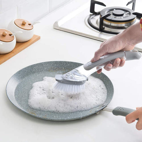 Dish Brush with Soap Dispenser for Dishes Kitchen Sink Pot Pan Scrubbing