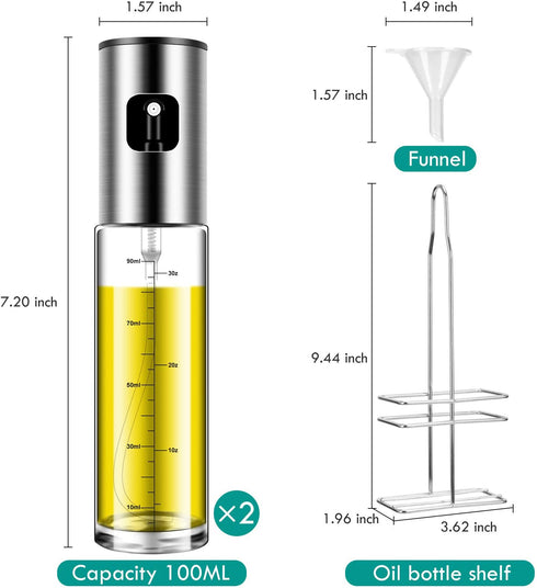 Oil Sprayer, Oil Sprayer with Olive Oil Holder, Fried Chicken, BBQ, Baking, Barbecue, Air Fryer, Salad, Olive Oil Dispenser Set