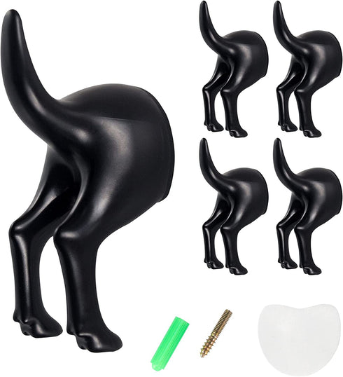 Dog Tail Hooks for Wall for Leashes,Dog Butt Hook,Key Hat Coat Towel Wall Mounted Hooks (5 Pack),Three Installation Methods