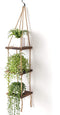 Titanape Hanging Plant Shelf with Jute Rope, 3 Tier Hanging Book Shelves for Kids Room/ Nursery/ Living Room/ Bedroom, Small Bathroom Floating Shelves for Wall Storage, Rustic Wood Shelves for Wall
