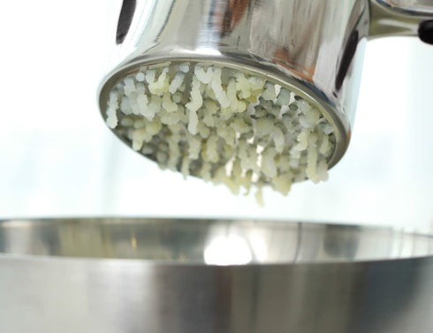 Rorence Stainless Steel Potato Ricer with 3 Interchangeable Discs & Inner Cup & Silicone Grip Handles - Black