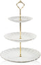 SWEEJAR 3 Tier Ceramic Cake Stand Wedding, Dessert Cupcake Stand for Tea Party Serving Platter (White)