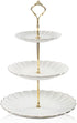 SWEEJAR 3 Tier Ceramic Cake Stand Wedding, Dessert Cupcake Stand for Tea Party Serving Platter (White)