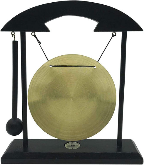 Mose Cafolo Zen Art Brass Feng Shui Desktop Table Gong, Dragon with Taiji Symbols, Makes Clear Sound, Collectible Figurines