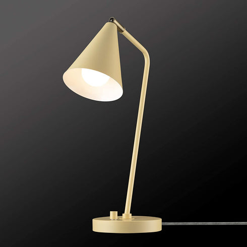 Globe Electric 52969 Emily 18" Desk Lamp, Matte Yellow, Brass Accents, White Inner Shade, Rotary Switch on Base