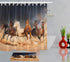 LB Horse Shower Curtain, Western Funny Masculine Stallion Horses Run in Farm Field Animal Farmhouse Shower Curtain Set with Hooks, Waterproof Polyester Horse Fabric Bathroom Decor 72x72 Inch