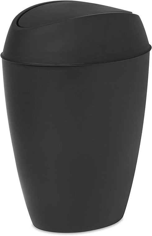 Umbra Twirla Trash Can with Swing-top Lid, 2.4 Gallon, Black