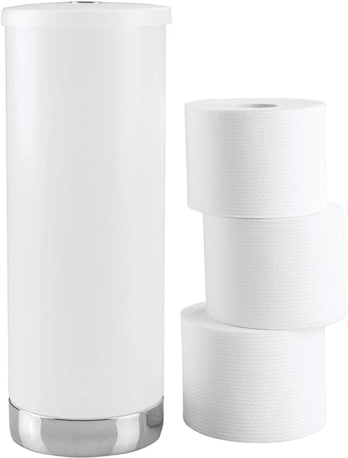 iDesign Aria Plastic Toilet Tissue Roll Reserve Organizer for Bathroom, Vertical Free Standing Compact Organizer, Holds 3 Rolls of Toilet Paper, Clear