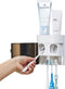 QQJ Wall-Mounted Toothbrush Holder-Electric Toothbrush Holder with Two Toothpaste squeezers and Toothbrush Storage Box. Automatic Toothpaste Dispenser with dust Cover, Suitable for Bathroom (White)
