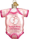 Old World Christmas Collection Glass Blown Ornaments for Christmas Tree, Pink Baby Onesie 32338