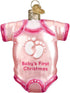 Old World Christmas Collection Glass Blown Ornaments for Christmas Tree, Pink Baby Onesie 32338