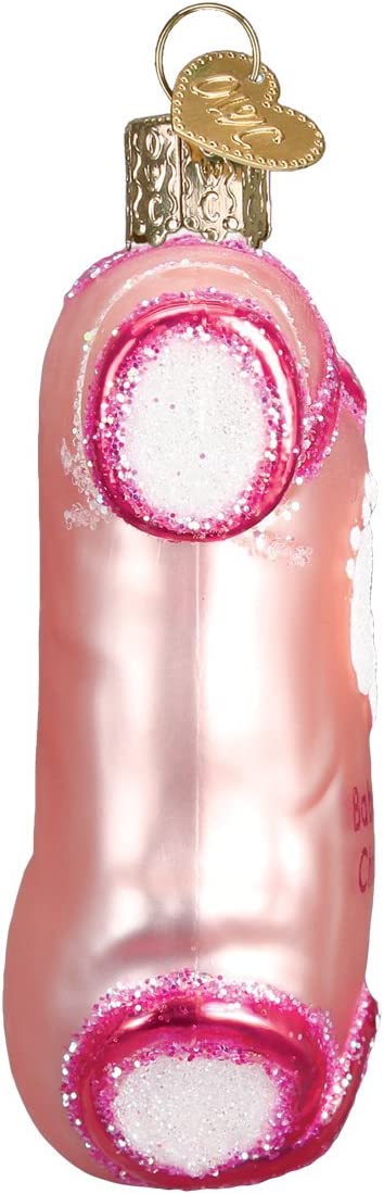 Old World Christmas Collection Glass Blown Ornaments for Christmas Tree, Pink Baby Onesie 32338