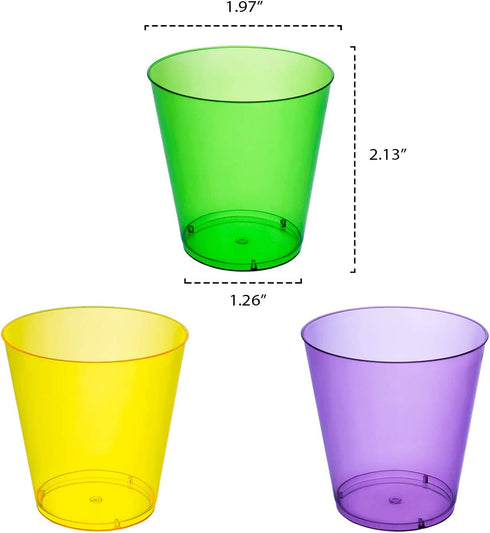 Party Essentials Hard Plastic Shot Glasses, 2-Ounce, Mardi Gras Mix, Box of 60
