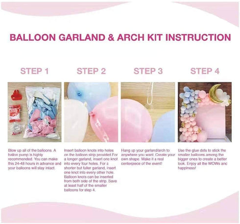 Gender Reveal Decorations Pastel Balloon Garland Arch Kits, 117PCS Blue And Pink White Gold Foil moon with twinkle twinkle little Star Gender Reveal Diy Baby Shower Balloons Party Supplies
