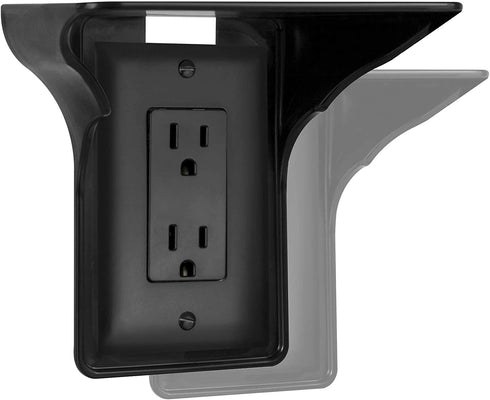 Official Power Perch Single Wall Outlet Shelf. Home Wall Shelf Organizer for Outlets. Perfect for Bathroom, Kitchen, Bedrooms with Cord Management and Easy Installation. Black 2-Pack