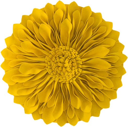 JWH Handmade 3D Sunflower Throw Pillow Covers Decorative Round Flower Accent Pillow Cases Yellow Aesthetic Cushion for Couch Bed Bedroom Home Living Room Farmhouse Decor Gold Cute Shams 12 Inch