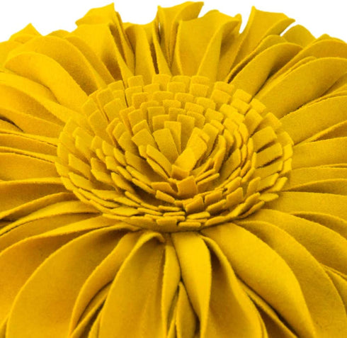 JWH Handmade 3D Sunflower Throw Pillow Covers Decorative Round Flower Accent Pillow Cases Yellow Aesthetic Cushion for Couch Bed Bedroom Home Living Room Farmhouse Decor Gold Cute Shams 12 Inch